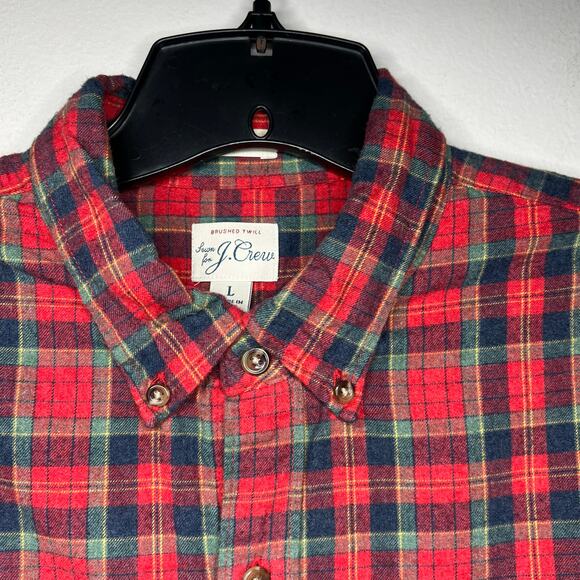 J.Crew Brushed Twill Classic Fit Button Down Shirt Holiday Plaid Men L Cabincore - Picture 2 of 12